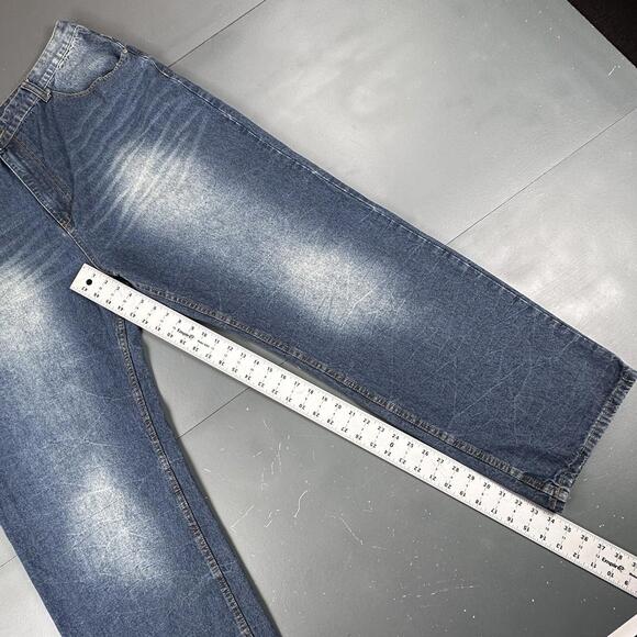 Enyce Jeans Mens 44x34 Blue Dark Wash Baggy Relaxed Wide Leg Street Smoke Rising - Picture 4 of 7